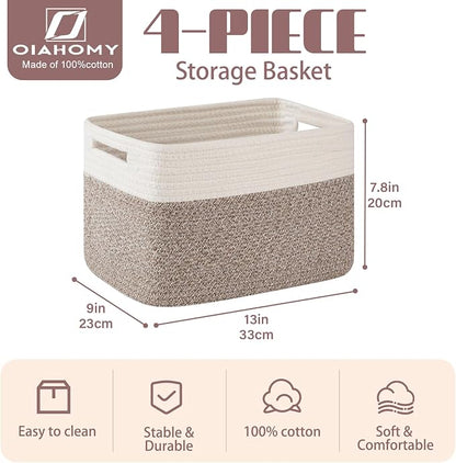 OIAHOMY 4 Pack Storage Baskets for Organizing, Basket for Shelves - Image 2