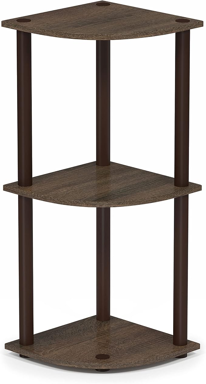 Furinno TURN-N-TUBE Corner Shelf, 3-Tier Corner Bookshelf, Display Storage - Image 5