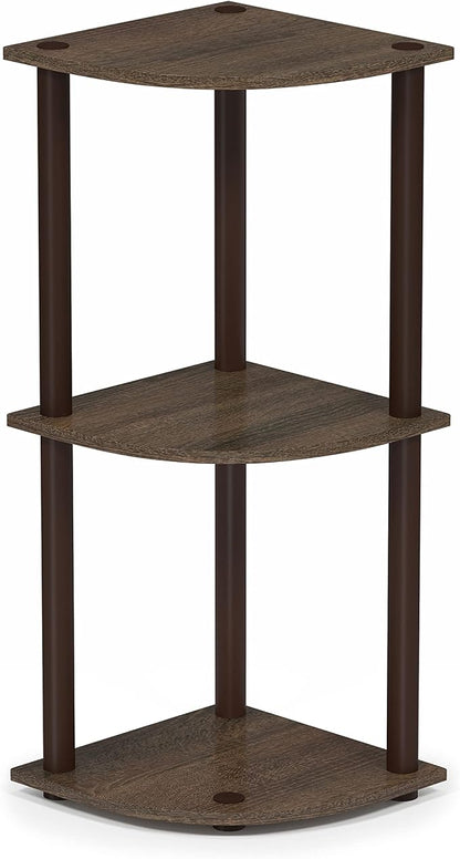 Furinno TURN-N-TUBE Corner Shelf, 3-Tier Corner Bookshelf, Display Storage - Image 5