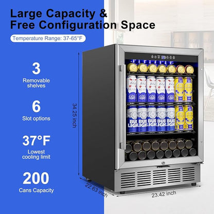 Beverage Refrigerator 24 inch-200 Can Drink Fridge - Image 3