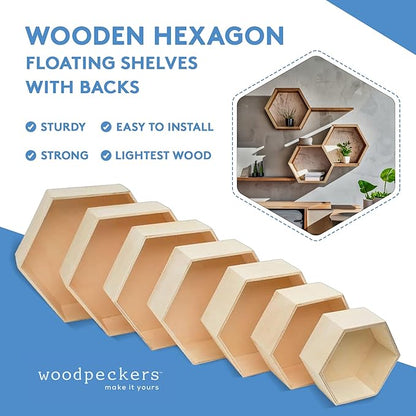 Woodpeckers Wooden Hexagon Floating Shelves - Image 5