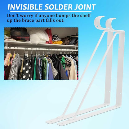 8 Pack Heavy Duty Closet Shelf Rod Brackets 11x11in, Wall Mount Closet Pole - Image 5
