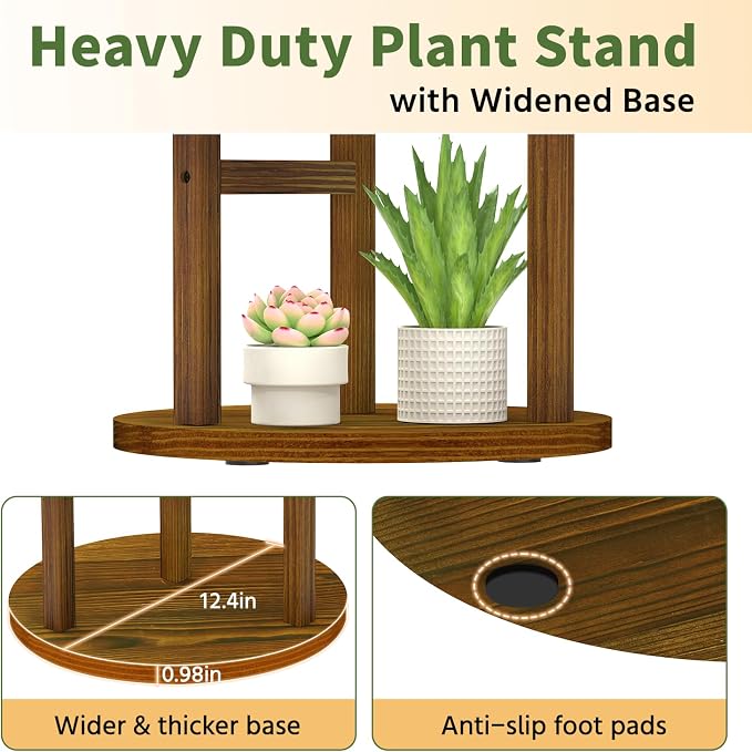 LASZOLA 3 Tiered Wood Plant Stand Indoor Corner, Flower Holder Rack Tall - Image 5