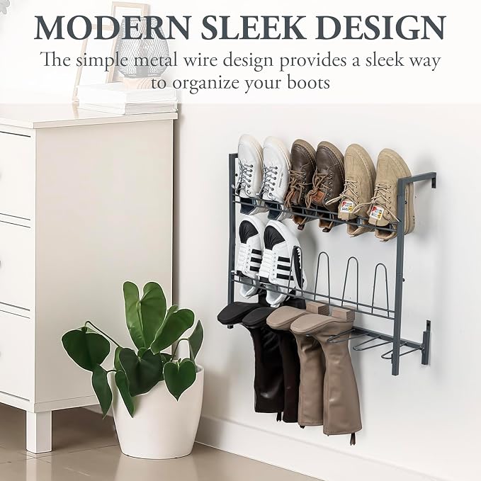 MyGift Premium Urban Gray Metal Hanging Shoe Rack - Image 2