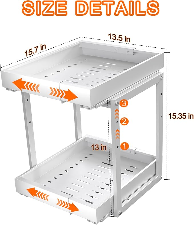 Golener 2-Tier Expandable Pull Out Cabinet Organizer - Image 4