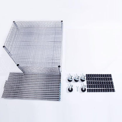 6 Tiers Polygonal Corner Shelf, Metal Storage Standing Rack w/Wheels, Wire - Image 7