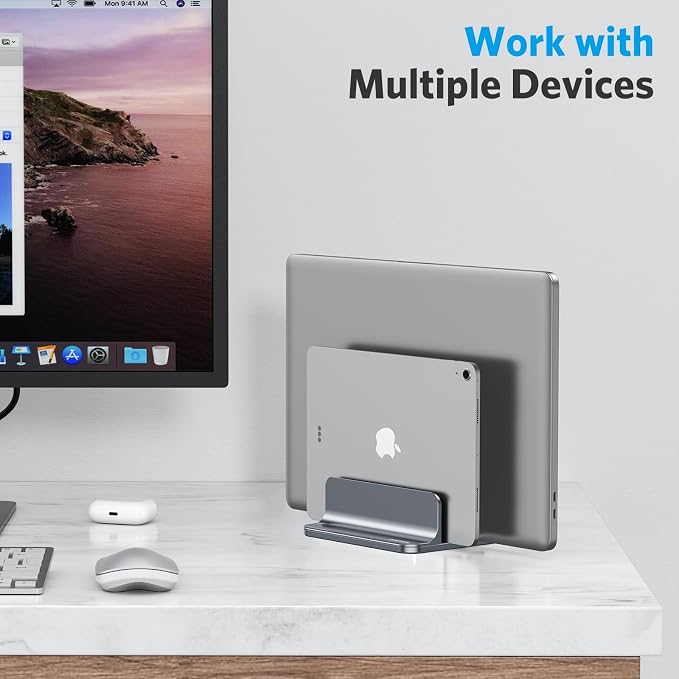 OMOTON Vertical Laptop Stand, Desktop Aluminum Mac Book Stand - Image 8