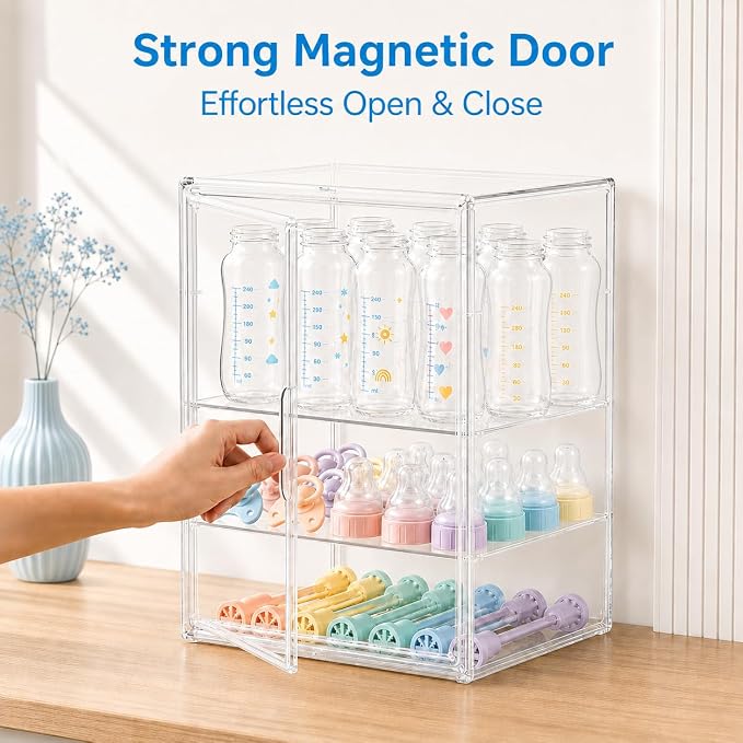 Baby Bottle Storage Organizer for Countertop, X-Large Clear Bottle Organizer - Image 7