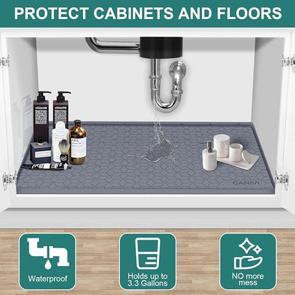 Under Sink Mat, Kitchen Cabinet Shelf Protector, Fits 36 inch Standard Cabinet - Image 4