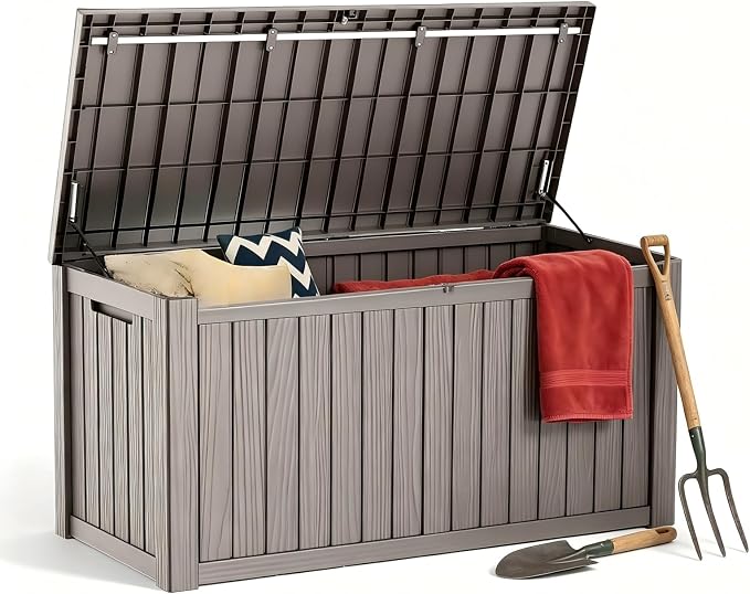 180 Gallon Outdoor Storage Box Waterproof, Large Resin Deck Box by ODUFO