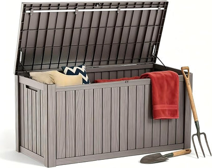 180 Gallon Outdoor Storage Box Waterproof, Large Resin Deck Box by ODUFO