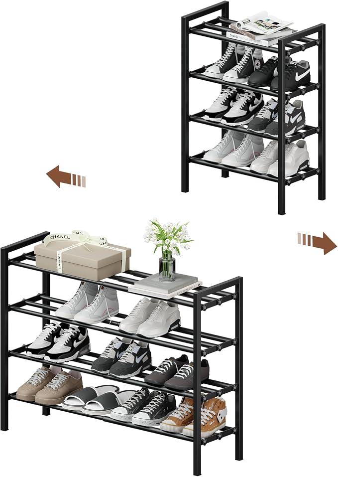 4-Tier Expandable Shoe Rack, Adjustable Shoe Shelf Storage Organizer Heavy Duty by HDDTTZFURNITUREMAKEYOURDALIYLIVEBETTERANDBETTER