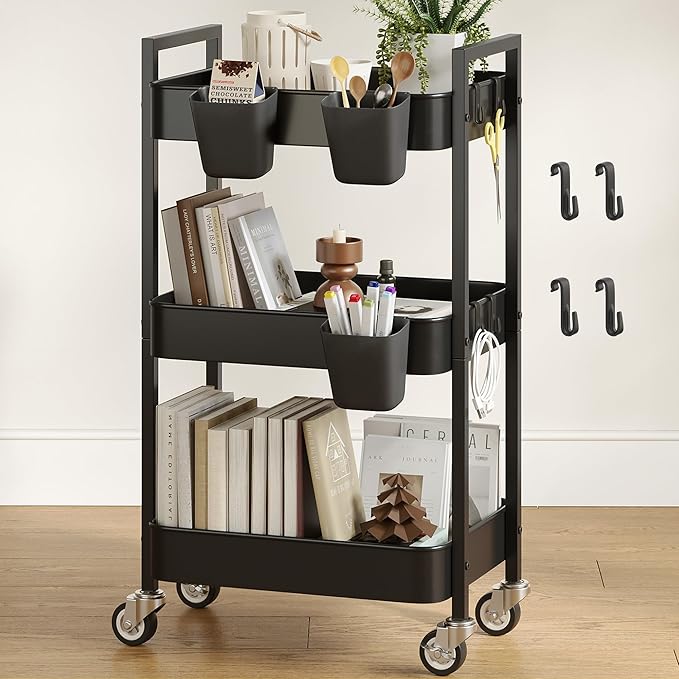 Nunsino 3 Tier Rolling Cart, Utility Cart by Nunsino