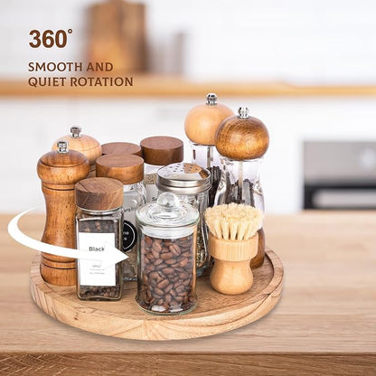 Wood Lazy Susan Organizer Kitchen Turntable - Image 3