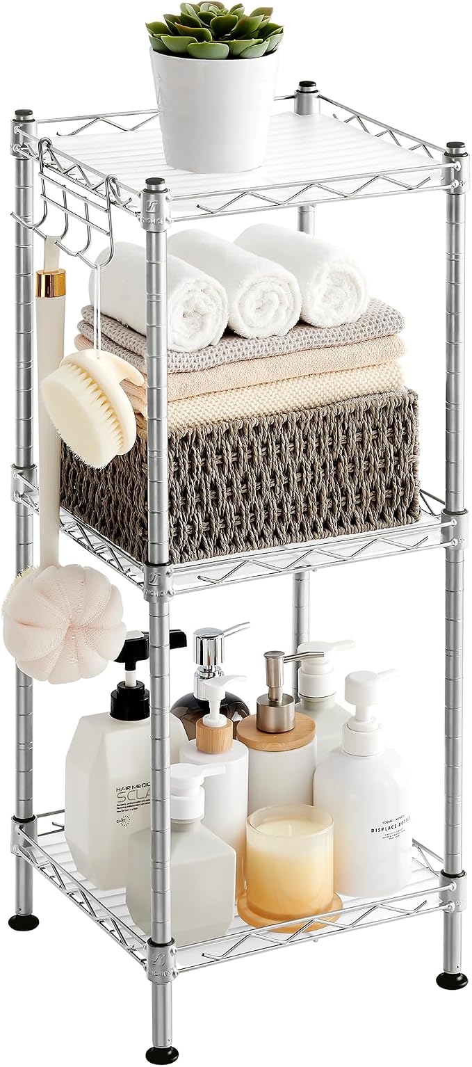 SONGMICS Storage Shelf, Bathroom Shelf, removable hook, extendable design by Unknown
