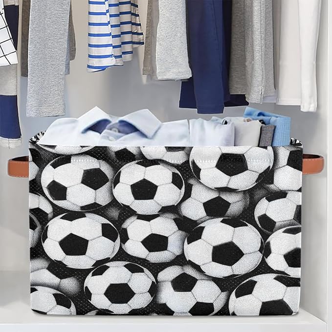 Pardick Sport Football Soccer Basket Storage Bins Large Fabric Toys Storage - Image 5