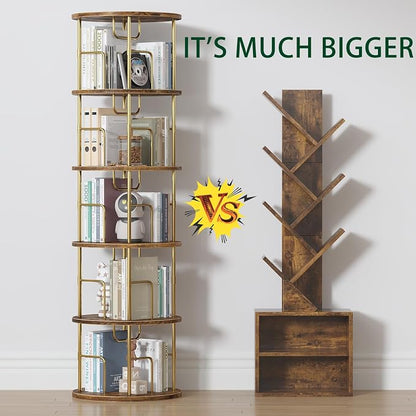 5Tier Rotating Bookshelf, 360 ° Display Stackable Spinning Bookshelf Tower - Image 7