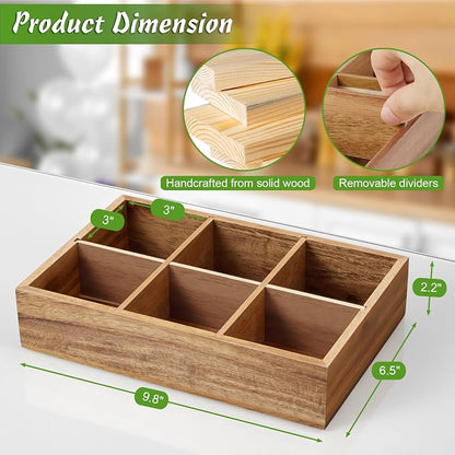 DRASTAR Tea Bag Organizer, Acacia Wooden Tea Bag Holder, Tea Storage Containers - Image 3