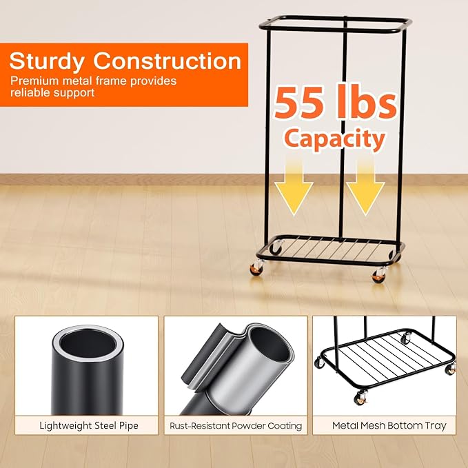100L Laundry Hamper with Lid, Rolling Laundry Basket with Wheels, Large & Tall - Image 4