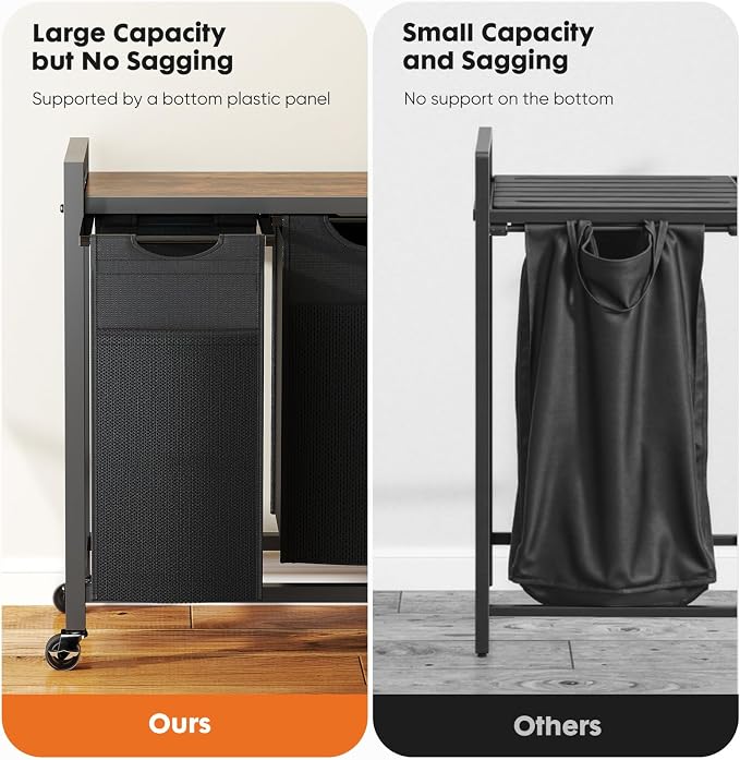 DUMOS Laundry Sorter 3 Section, 3 x 10.6 Gal Rolling Laundry Basket - Image 9