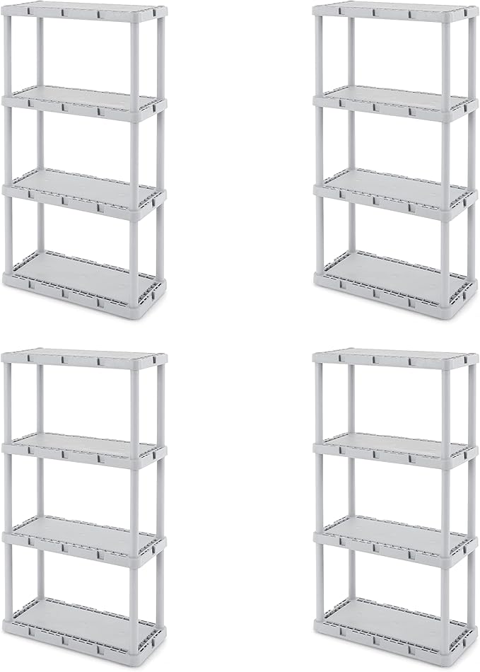 Gracious Living 4 Pack Light Duty Storage Shelves, Knect-A-Shelf 4-Shelf Solid by GraciousLiving