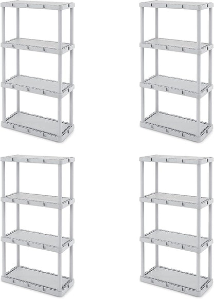 Gracious Living 4 Pack Light Duty Storage Shelves, Knect-A-Shelf 4-Shelf Solid by GraciousLiving
