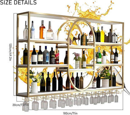 Large Wall Mount Wine Rack, Metal 4 Tier Large Capacity Hanging Bar Rack - Image 2