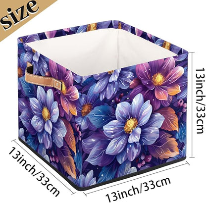 TropicalLife 13x13x13 Inch Large Fabric Storage Cube Vintage Floral Foldable - Image 4