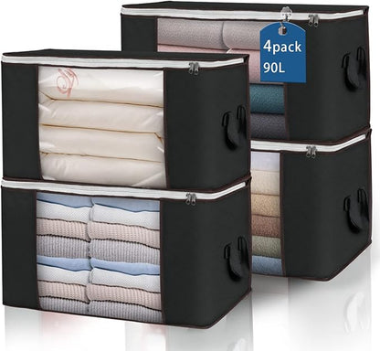 Large Storage Bags, 4 Pack Clothes Storage Bins Foldable Closet Organizers by BuddingJoy-BuildaJoyfulLifeforYou