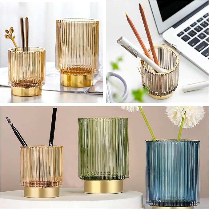 DASITON Makeup Brush holder Organizer, Crystal Cosmetic Makeup Brush Glass - Image 3