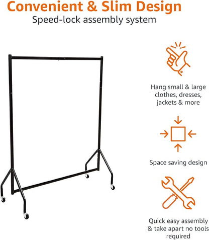 Amazon Basics Heavy Duty Portable Rolling Garment Rack, Hanging Clothes - Image 3