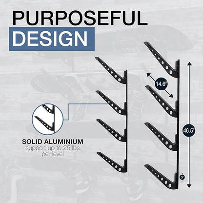 StoreYourBoard Adjustable Snowboard Storage Rack, Wall Mount 4 Board Display - Image 3
