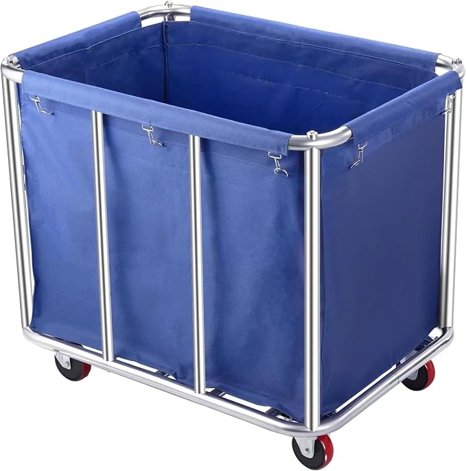 Commercial Laundry Cart with Wheels, 470L Large Capacity Heavy Duty Stainless by Unknown