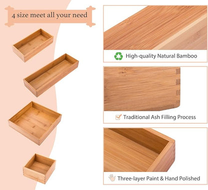 Bamboo Office Supplies Organizer Box Stationery Accessory Organizer Dresser - Image 3