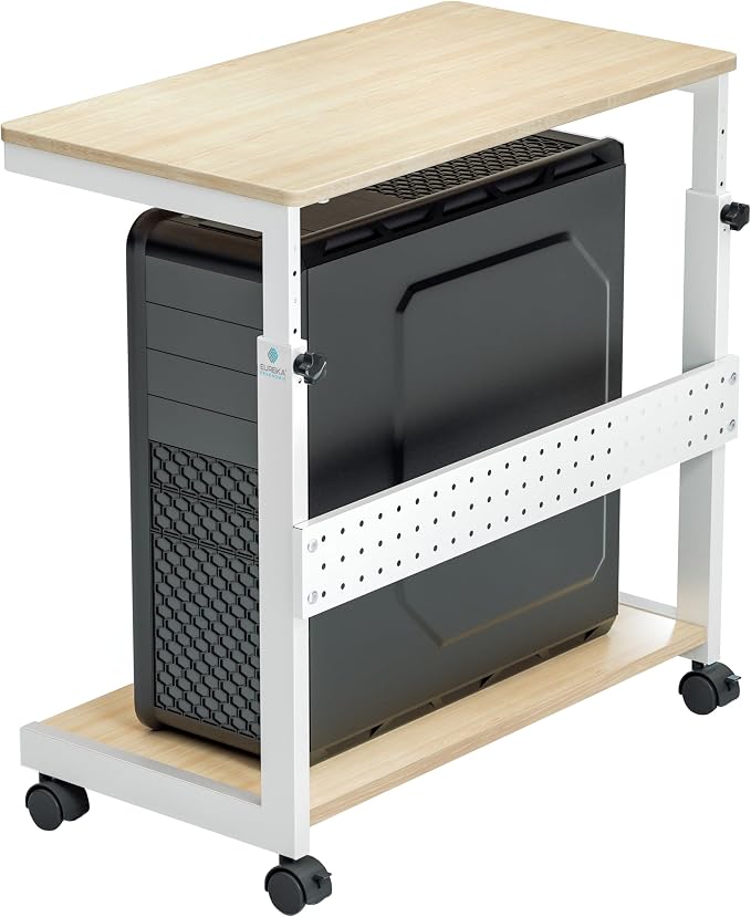 EUREKA ERGONOMIC PC Stand Computer Cart, Height Adjustable Tower Stand 2-Tier by EUREKAERGONOMIC