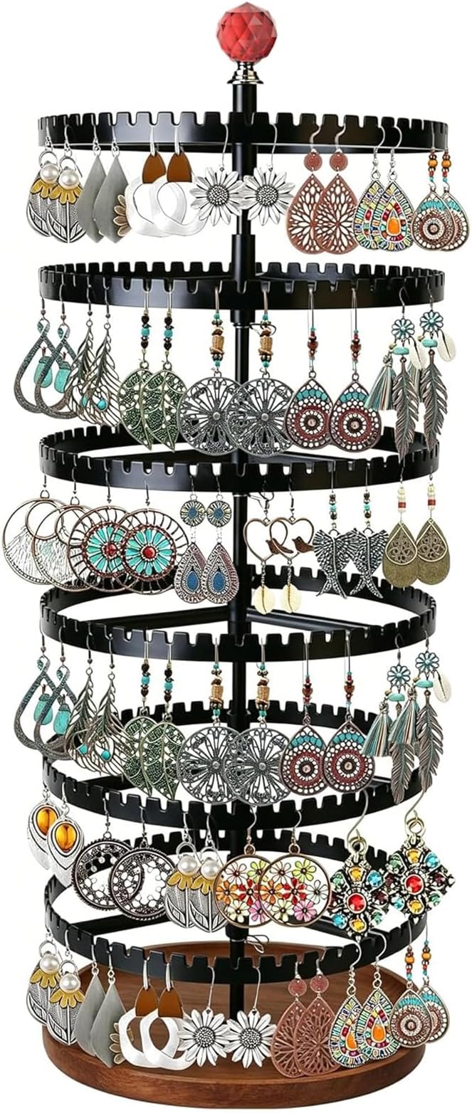 6-story rotating earring rack storage rack, adjustable plastic pendant display by Unknown