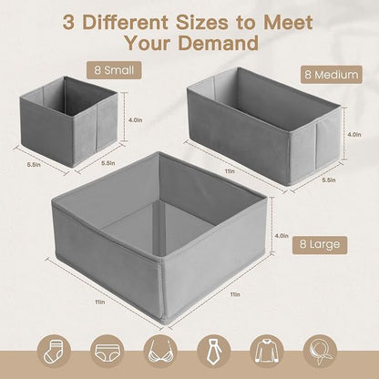 Criusia Drawer Organizer Clothes, 24 Pack Dresser Organizer - Image 2