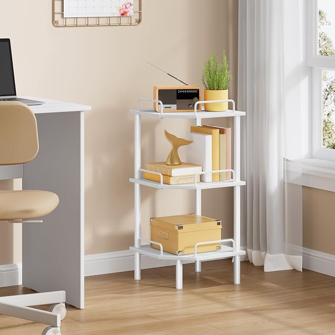 Tajsoon 3 Tier Corner Shelf Stand, Standing Corner Shelf Unit, Industrial Short - Image 9