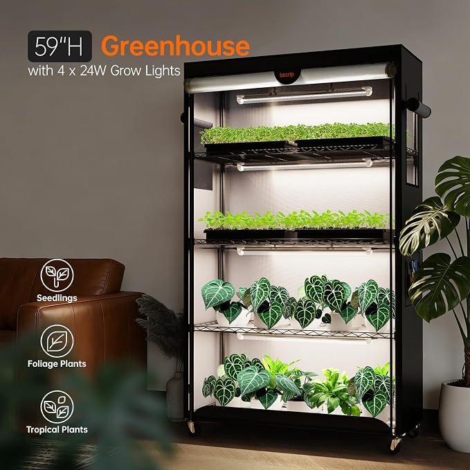 Bstrip Indoor Greenhouse with Grow Light, Plant Shelf with Oxford Fabric Grow - Image 2