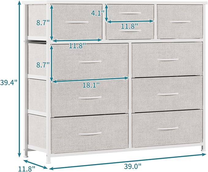 LUMTOK 10 Drawers Dresser with Fabric Bins - Image 3