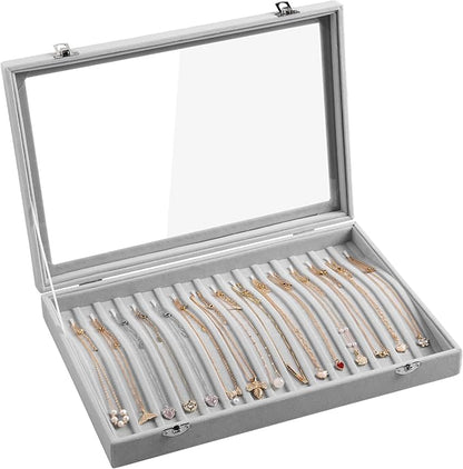 Frebeauty 15 Hooks Necklace Tray Velvet Neckalce Organizer by Frebeauty