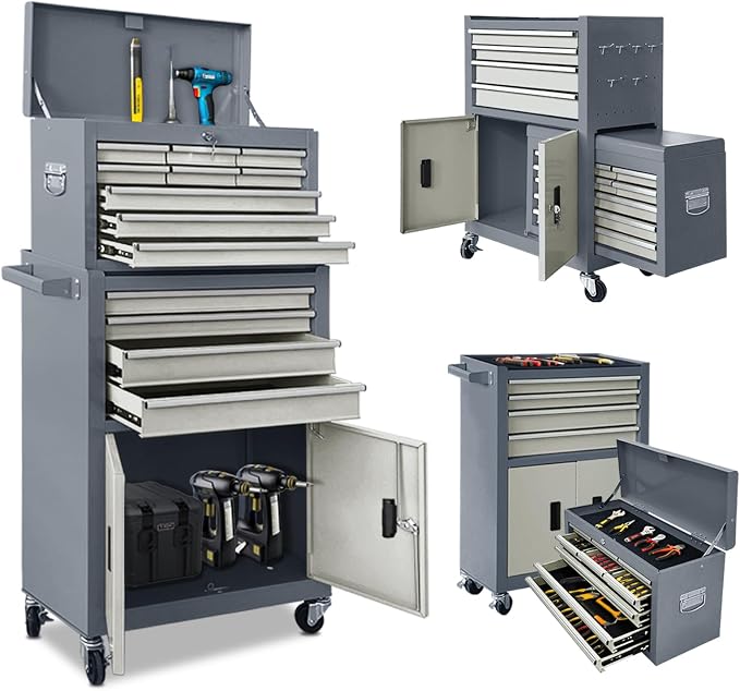 Tool Chest 13-Drawer with Double Door Handle, 2 in 1 Detachable Rolling Tool by TOKUWA
