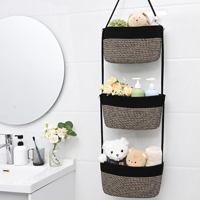 Hanging Basket, 3-Tier Woven Wall Basket - Image 6