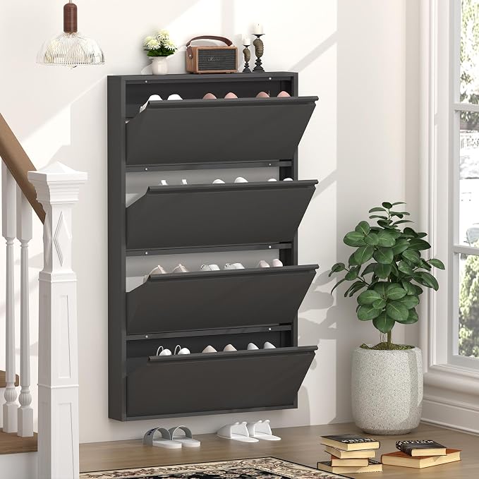 GREATMEET Black Shoe Cabinet Storage - Image 3