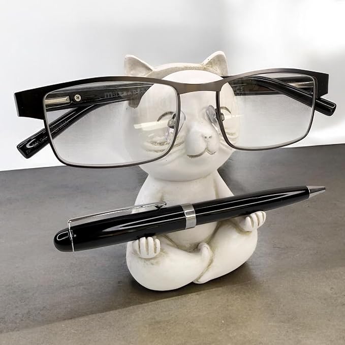 Top Brass Yoga Cat Eyeglasses & Pen Holder – Whimsical Reading Glasses - Image 9