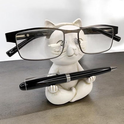 Top Brass Yoga Cat Eyeglasses & Pen Holder – Whimsical Reading Glasses - Image 9