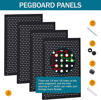 Metal Peg Board Kit with 1/4" Pegboard Accessories, Include 16.5"X13" Peg Board - Image 2
