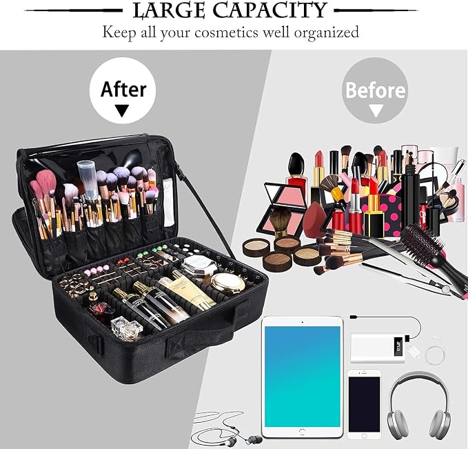 JOURMON Travel Makeup Train Case, Large Capacity Cosmetic Bags - Image 6