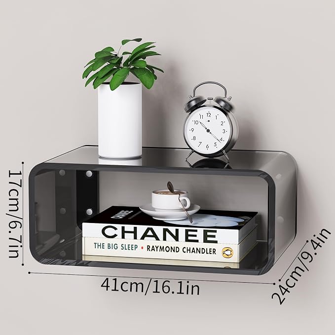 Acrylic Floating Nightstand, Bedside Table, Nightstand Shelf Wall Mounted - Image 3