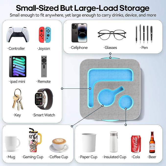 Couch Cup Holder Pillow, Sofa and Bed Caddy - Image 2